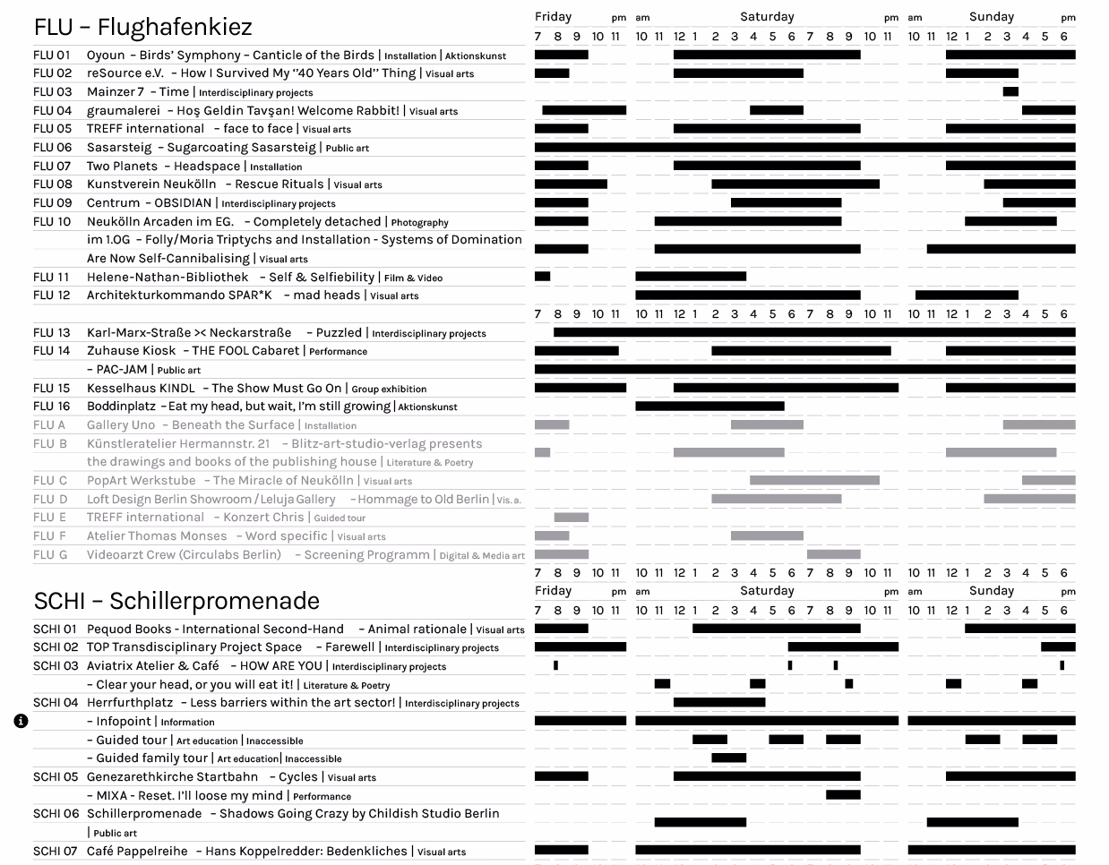 Timeline design - festival programme