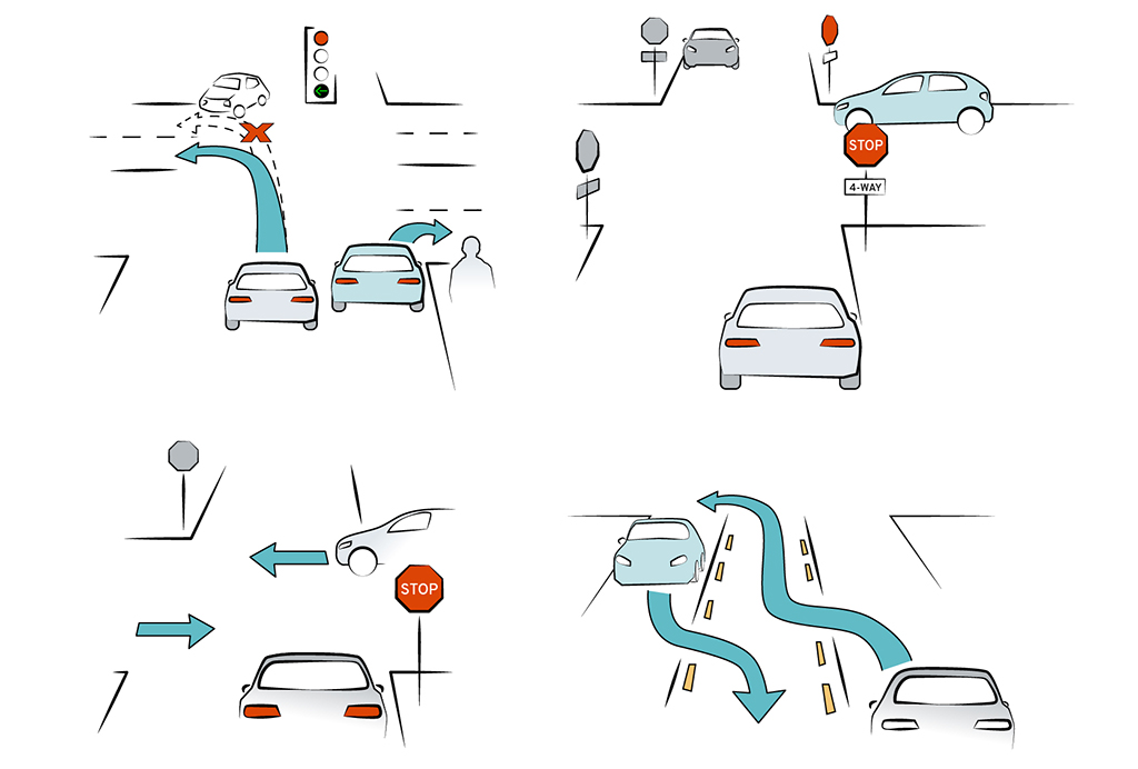 vector illustration that shows multiple traffic scenarios