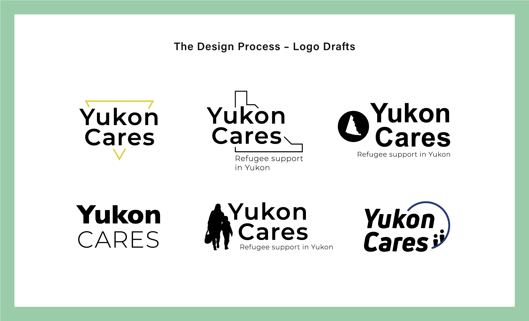 Logo Drafts fro Yukon Cares, Design Process