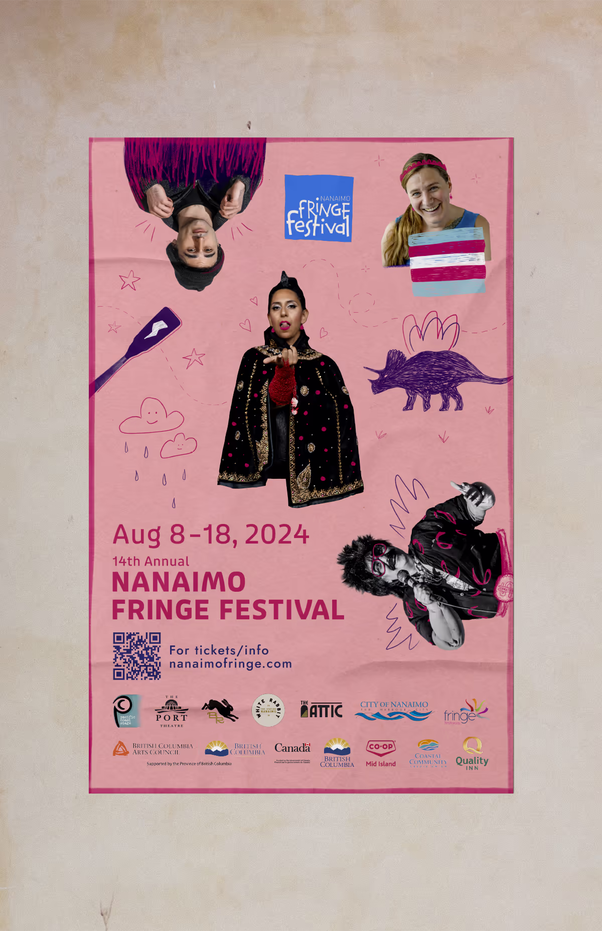 festival poster with info, illustration, photos, sponsor logos
