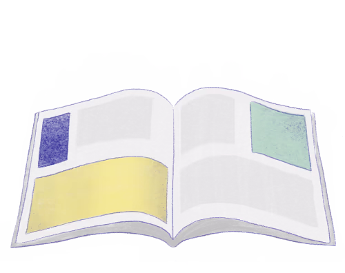 open magazine drawing